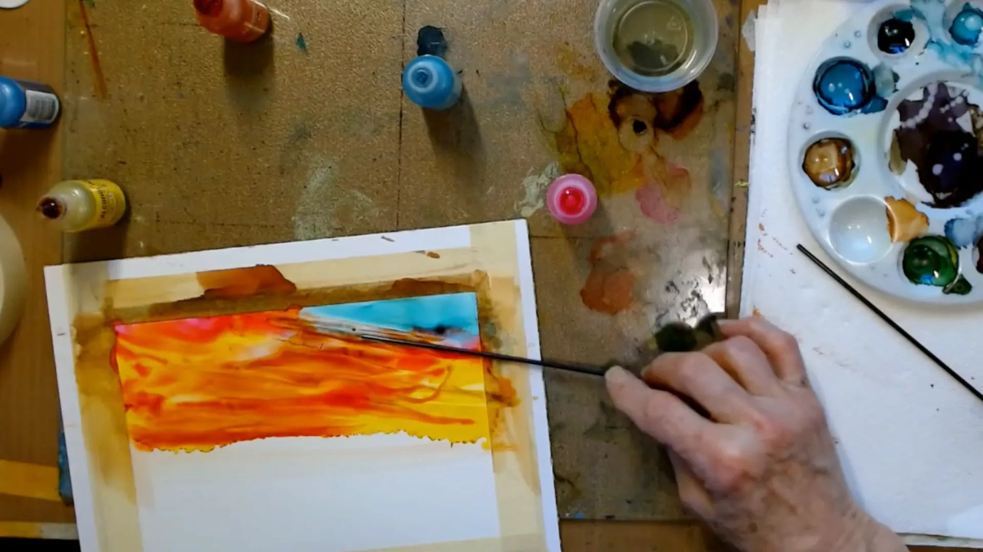 Gathering materials for alcohol ink painting