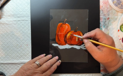 Alcohol Ink Fall Pumpkin Painting on Glass